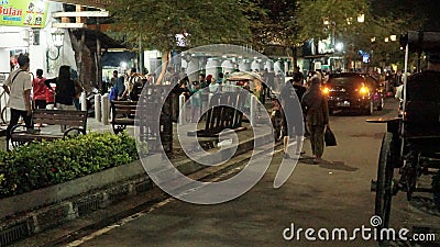 The condition of the pedestrian walkway on Jalan Malioboro at night Editorial Stock Photo