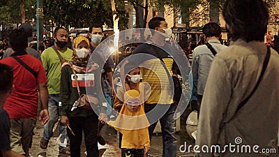 The condition of the pedestrian walkway on Jalan Malioboro at night Editorial Stock Photo