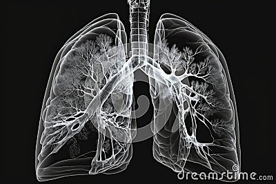 A condition where cancerous cells develop and form a tumor in the lungs, commonly known as lung cancer created with generative ai Stock Photo