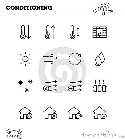 Conditioning flat icon set. Vector Illustration