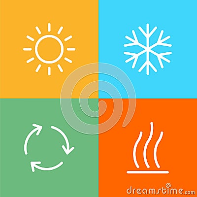 Conditioning icons set for simple flat style weather ui design Vector Illustration