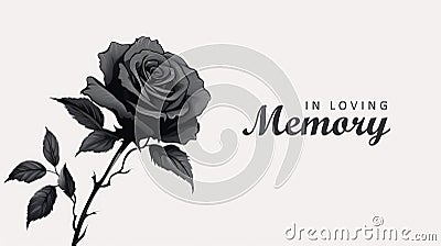 condolence card with rose in loving memory AI generated Cartoon Illustration