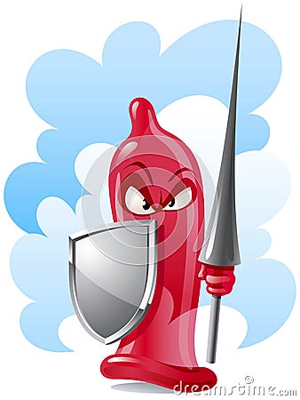 Condom the guarder Cartoon Illustration