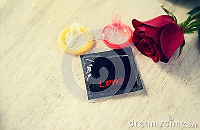 Condom Prevent Pregnancy Contraception Valentines safe sex concept pregnancy or sexually transmitted disease Stock Photo