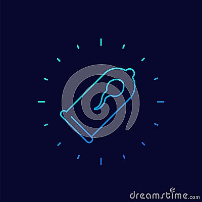 condom with sperm, contraception line icon Vector Illustration