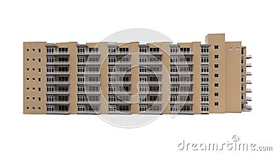 Condominium 3d model. Apartment house with a courtyard. 3d rendering. Stock Photo