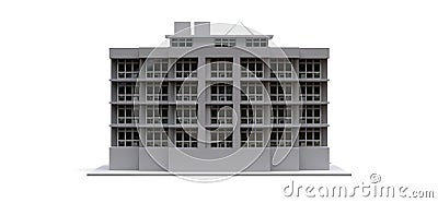 Condominium model in white color with transparent glasses. Apartment house. 3d rendering. Stock Photo