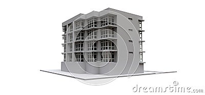 Condominium model in white color with transparent glasses. Apartment house. 3d rendering. Stock Photo