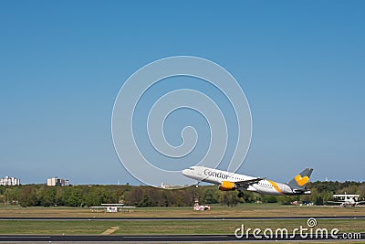 Condor Airbus A320 airplane take off from Berlin Tegel airport Editorial Stock Photo