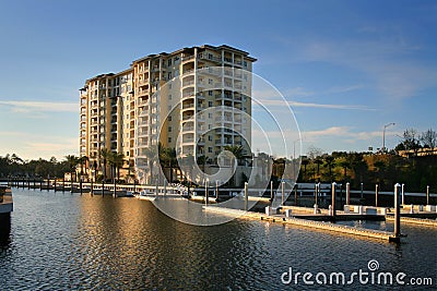 Condos and Apartments by Water Stock Photo