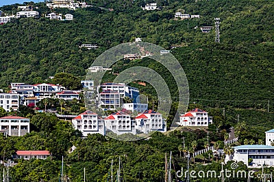 Condos with Solar Panels on Tropical Hill Stock Photo