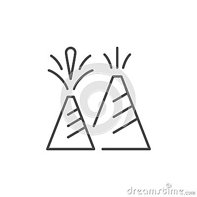 Cone firework line outline icon Vector Illustration