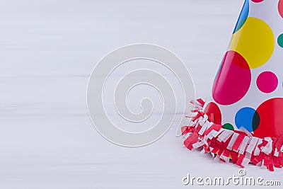 Cone hat with fringe for Birthday party. Stock Photo