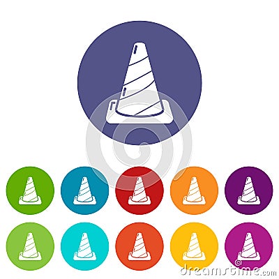 Cone road icons set vector color Vector Illustration