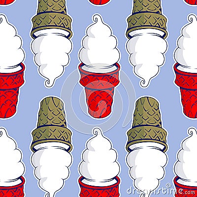 Cone sweet vanilla ice cream background Vector Illustration