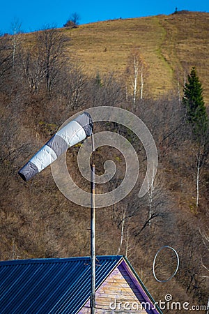 Cone-wind designator at a small airfield Stock Photo