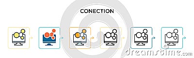 Conection vector icon in 6 different modern styles. Black, two colored conection icons designed in filled, outline, line and Vector Illustration