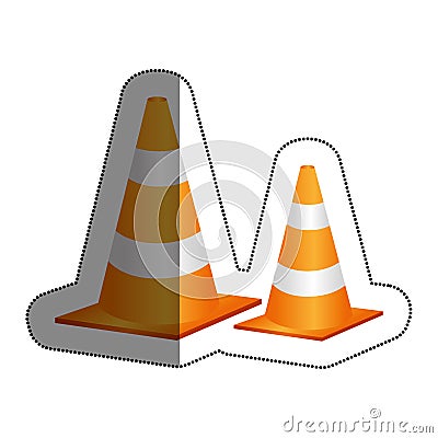 cones caution sign icon Cartoon Illustration