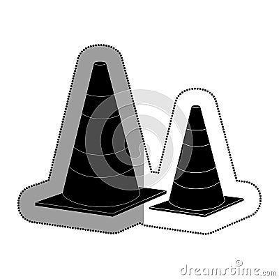 cones caution sign icon Cartoon Illustration