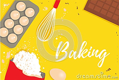 Confectionery and bakery. Cake recipe. Banner for a culinary blog. Make dessert Vector Illustration