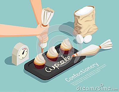 Confectionery Chef Isometric Concept Vector Illustration