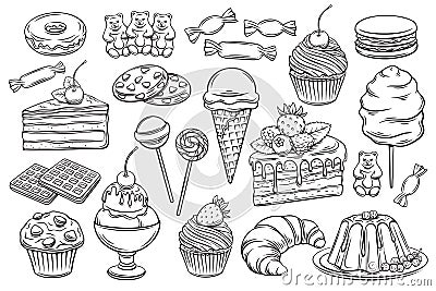 Confectionery and sweets icons Vector Illustration