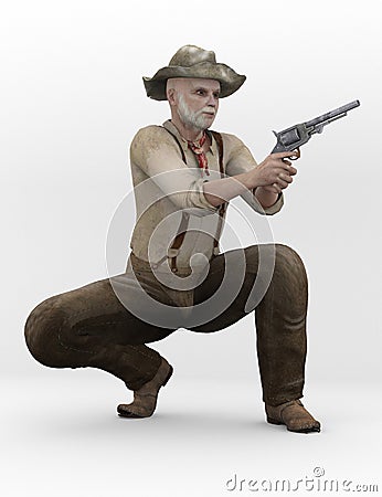 Confederate with gun Cartoon Illustration