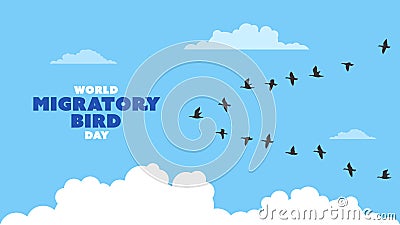 A flock of migrating birds Vector Illustration