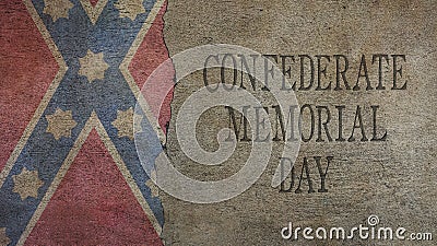 Confederate Memorial Day. Flag and Concrete Stock Photo