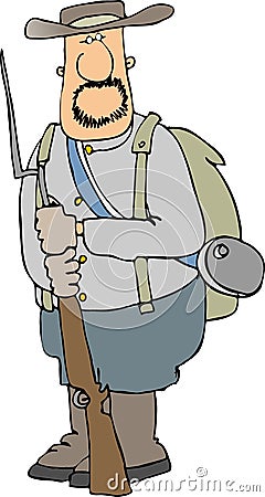 Confederate Soldier Cartoon Illustration