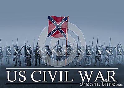 Confederate Soldiers. US Civil War 1860`s Cartoon Illustration