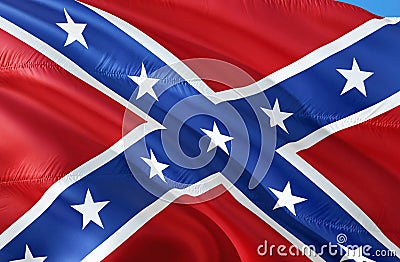 Confederate States of America flag. Historical national flag of the Confederate States of America. Known as Confederate Battle, Stock Photo