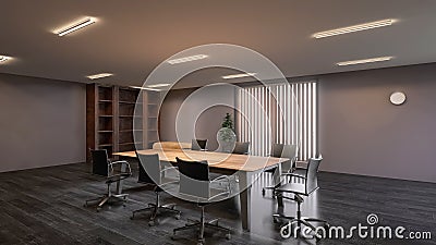 Conference hall 3d render, 3d illustration board professional luxury presentation Cartoon Illustration