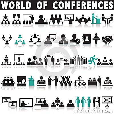 Conference icon set Vector Illustration