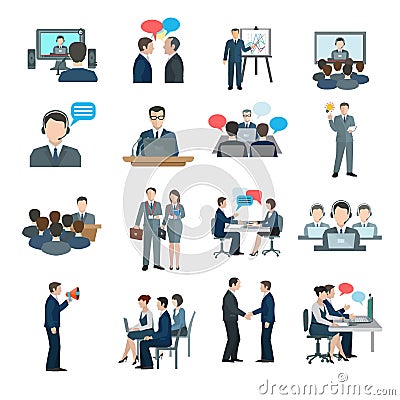 Conference Icons Flat Vector Illustration