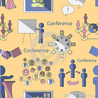 Conference icons pattern Vector Illustration