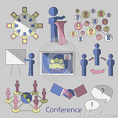 Conference icons set Vector Illustration