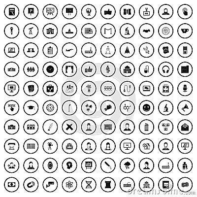 100 conference icons set, simple style Vector Illustration