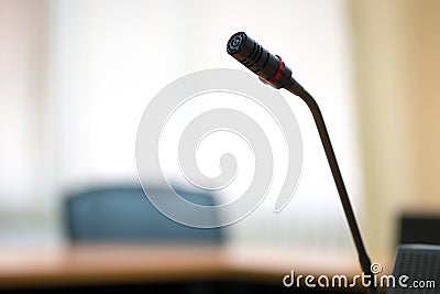 Conference microphones in meeting rooms Stock Photo