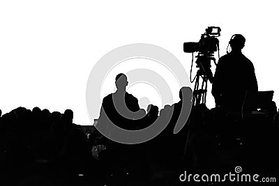 Conference production cameraman silhouette Stock Photo