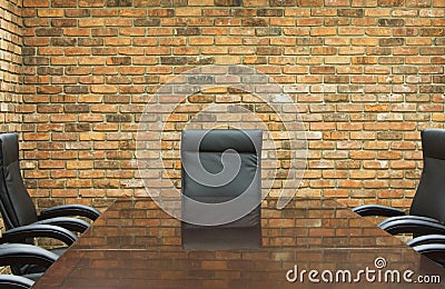 Conference room with brick wall Stock Photo