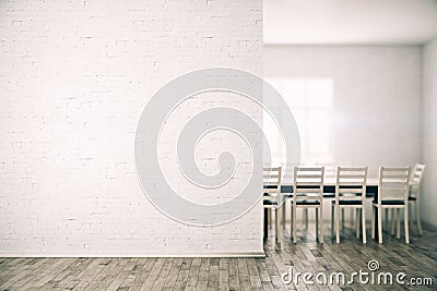 Conference room with empty wall Stock Photo