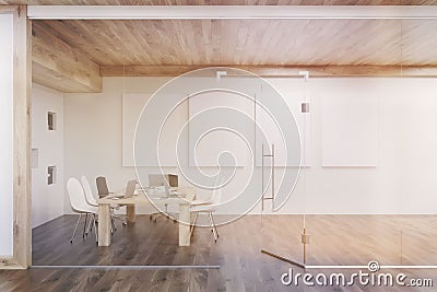 Conference room with four posters, toned Stock Photo