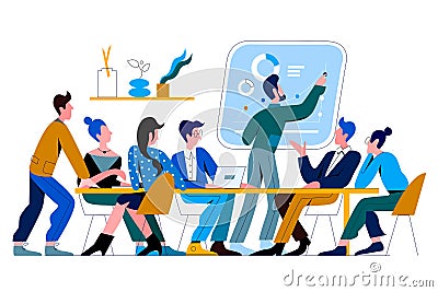 Conference room office people flat vector illustration Vector Illustration