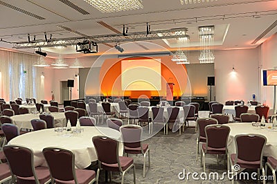 Conference room with stage Stock Photo