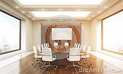 Conference room with whiteboard toning Stock Photo