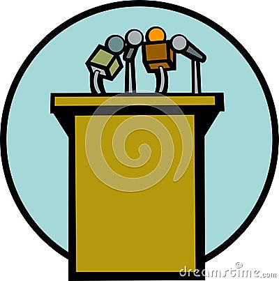 conference stand with microphones vector Vector Illustration