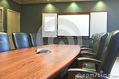 Conference Table w/Blank Whiteboard Stock Photo