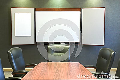 Conference Table w/Blank Whiteboard Stock Photo