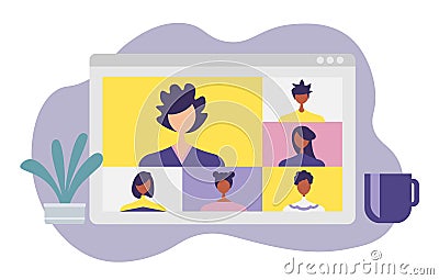 Conference Video Call Vector Illustration